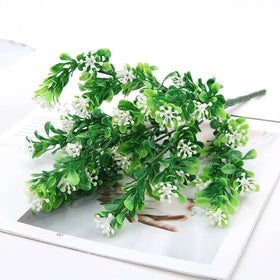 Spot Artificial Flower Plastic Flower 7-fork Milan Grass Green Artificial Plant Wall Accessories Bundle Home Decoration