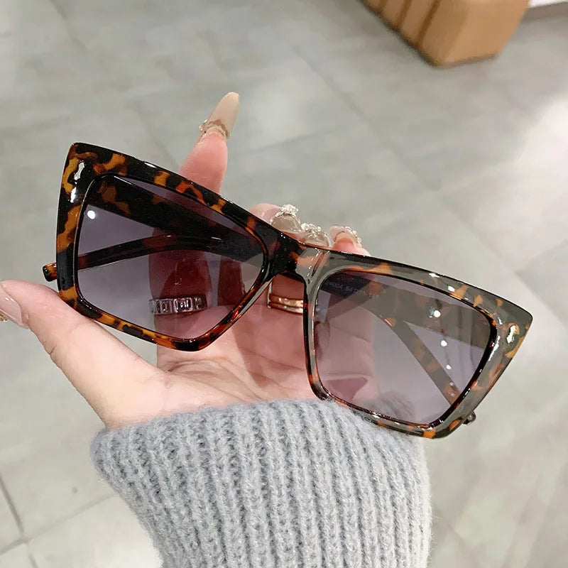 Wholesale Custom logo Fashion Retro Glasses Frame Leopard Print Sunglasses Cat Eye Ladies Sun Glasses