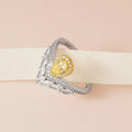 Light Luxury 925 Sterling Silver Engagement Fine Rings Yellow Pear Diamond 8A Zircon Crown V Shape Wedding Ring for Women