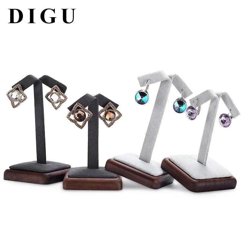DIGU Earring Display Rack Earring Rack Black Walnut Two-piece Set Earring Pendant Jewelry Rack Jewelry Earring Stand
