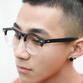 Hot Selling Vintage Fashion Anti UV Glare Blue Ray Half Frame Optical Round Frame With Rivet Half Anti Blue Light Glasses