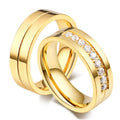 Zhongzhe Jewelry Couple Ring CZ Crystal Lover Jewelry Stainless Steel 18K Gold Plated Couple Wedding Rings Bands OEM/ODM Accept