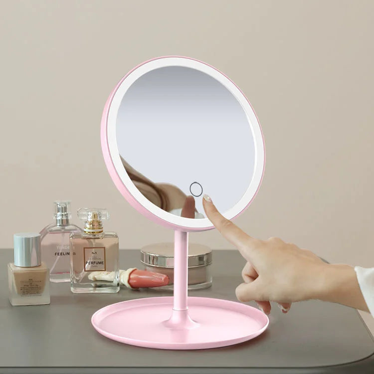Professional Round Shape Cosmetics Led Mirror Tentacle -Screen Adjustment Light Charging Makeup Mirror
