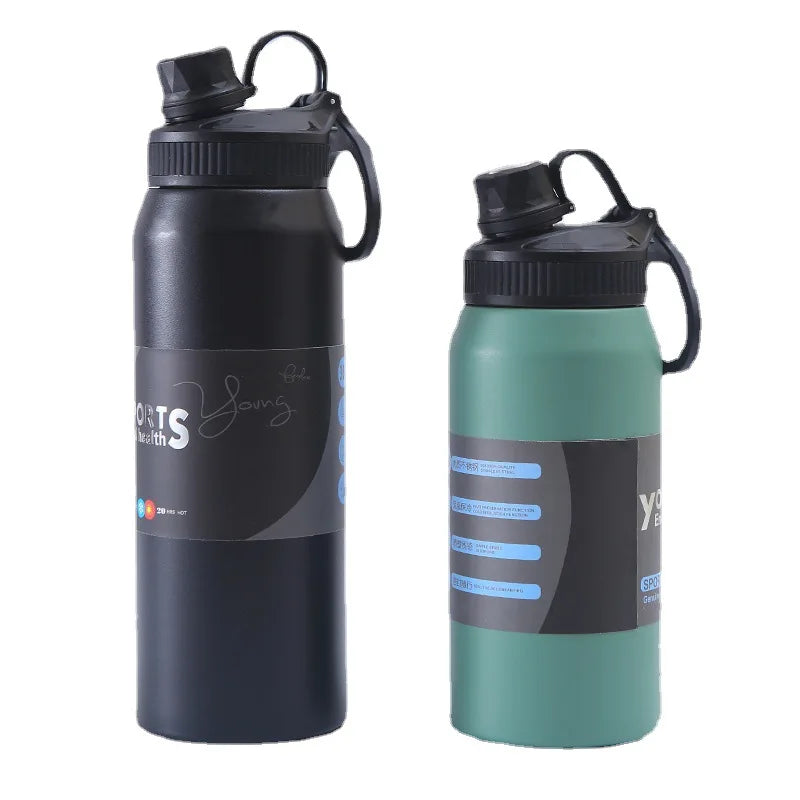 Hot New Novelty Customized Logo Sport Drink Double Walled Stainless Steel Water Bottle With Handle Lid Modern