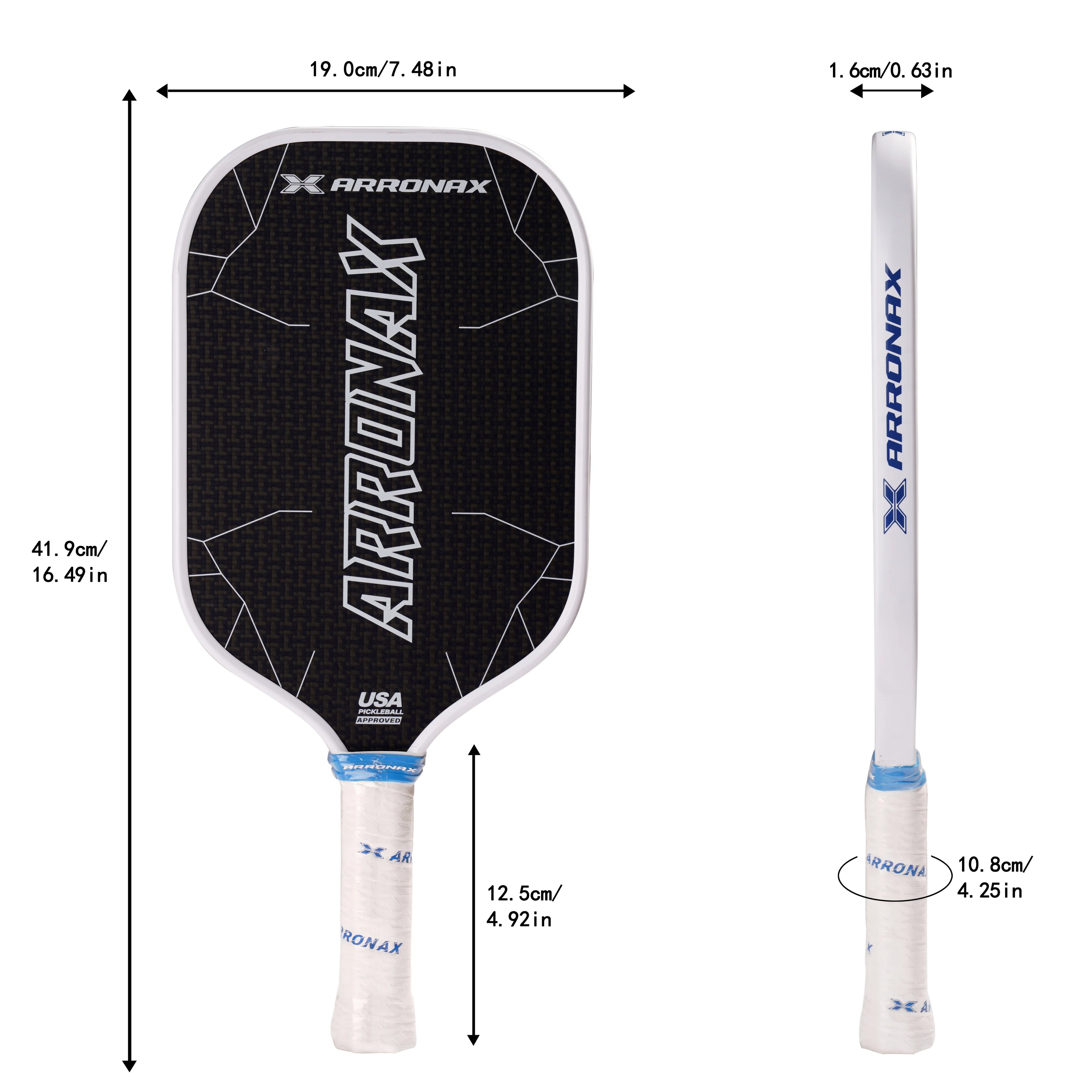 Arronax New Arrival 16mm Blue Mixed Aramid Unibody Foam Build Edging Rough Surface Pickleball Paddle Thermoformed