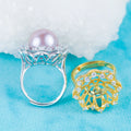 Re030978 DIY 9-11mm Natural Freshwater Pearl Ring Accessory 925 Sterling Silver Adjustable Size Engagement Ring for Women