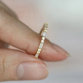 Jovovasmile Half-eternity 18K Yellow Gold Moissanite Wedding Band for Woman Engagement