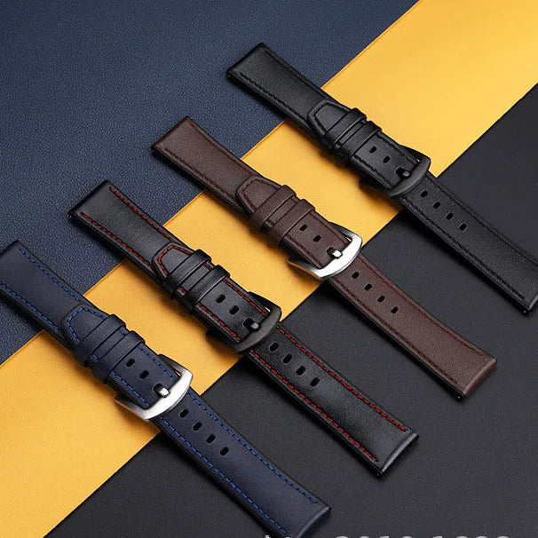 YUNSE New Style 22mm Hybrid Silicone Leather Watch Band Genuine Leather and Sailcloth Rubber Watch Straps