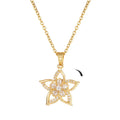 18k Gold Plated Stainless Steel Flower Necklace Jewelry Rotating Decompress Bling Zircon Flower Pendant Necklace