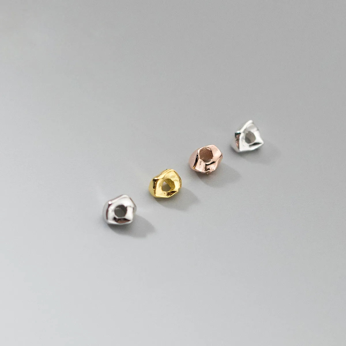 Unique 925 Sterling Silver Polished Irregular Plain Spacers Beads for Jewelry Making Accessories Wholesale