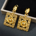 Fashion Jewelry 18k Gold Plated Copper Volution Hollow Chunky Big Statement Chunky Drop Earrings Women