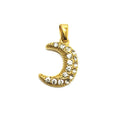 Minimalist Tiny Moon Charm 18k Gold Plated Stainless Steel Zircon Crescent Moon Pendant Necklace for Women Girl