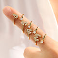 MECYLIFE Adjustable 18K Gold Plated Brass Initial Ring Hot New Adjustable Bubble Ring with 26 English Letters Oval Cut Diamond