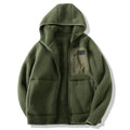 2025 Wholesale Winter Hoodie Warm Sherpa Hoodie Front Pocket Design Polyester Zipper Green Hoody