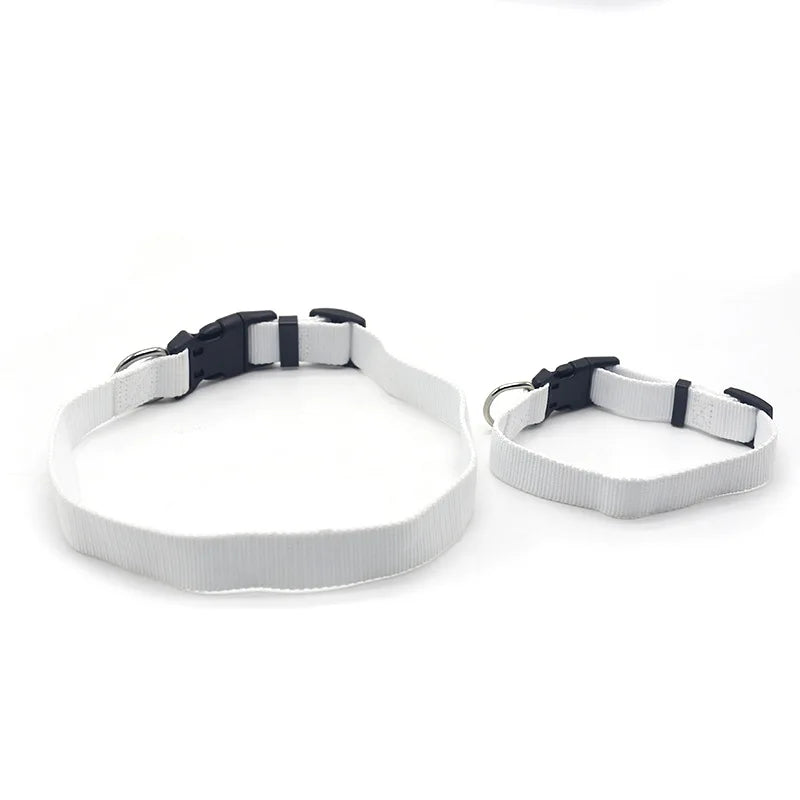 RubySub White Polyester Nylon Sublimation Dog Collar Pet Dog Training Collar