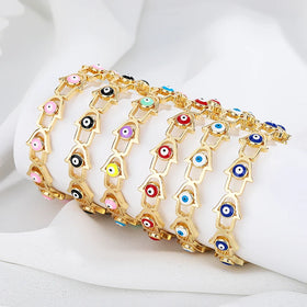 Oro Wholesale 18K Brass Gold Plated Cubic Zirconia Devil'S Eye 8 Shape Bracelet 18K Gold Plated Geometric Bangle Fashion Jewelry
