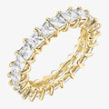 Gold Plated Jewelry 925 Sterling Silver Cz Engagement Square Princess Cut Cubic Zirconia Baguette Eternity Band Rings for Women