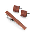 Hot Sale New Fashion 3 PCS Set Brown Wood Cufflinks & Tie Clips for Men's Business Casual Wedding/Engagement Shirt