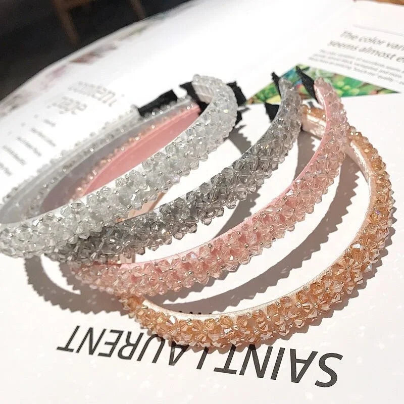 Designer Luxury Handmade Beaded Crystal Rhinestone Padded Headband Hairband for Women Fashion Accessory