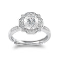 Romantic 6.5mm Round Brilliant Cut D VVS1 Moissanite 18K White Gold Plated Ring 925 Silver Rings for Women