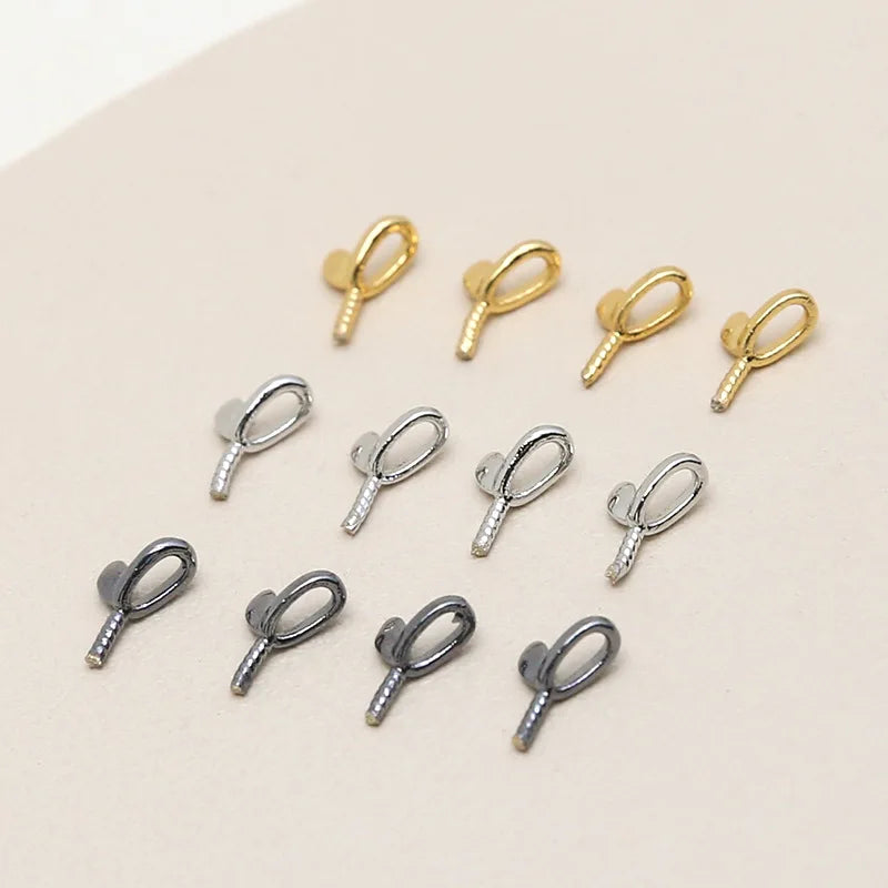 Brass Half-Drilled Pendant Real Gold Plated Jewellery Findings & Components End Peg Bails Screw for Jewelry Making Findings