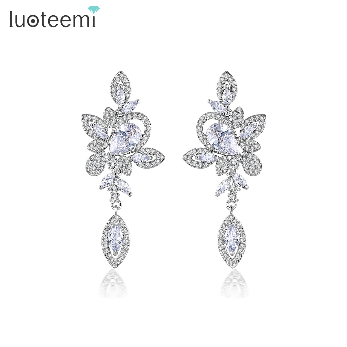 LUOTEEMI Celebrity Japanese Style Dainty Dangling 2026 Trending Designer Wedding Bride CZ Rhinestone Luxury Diamond Earring
