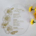 Personalised Gold Foil Transparent Acrylic Menu Cards Floral Design Clear Acrylic Menus for Birthday Party Wedding Events