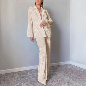 New Arrival Ladies Velvet Soild Casual Winter Wedding Bride Long Sleeve Pajamas Set Nighty Pyjamas Women's Sleepwear