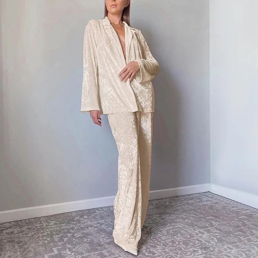 New Arrival Ladies Velvet Soild Casual Winter Wedding Bride Long Sleeve Pajamas Set Nighty Pyjamas Women's Sleepwear