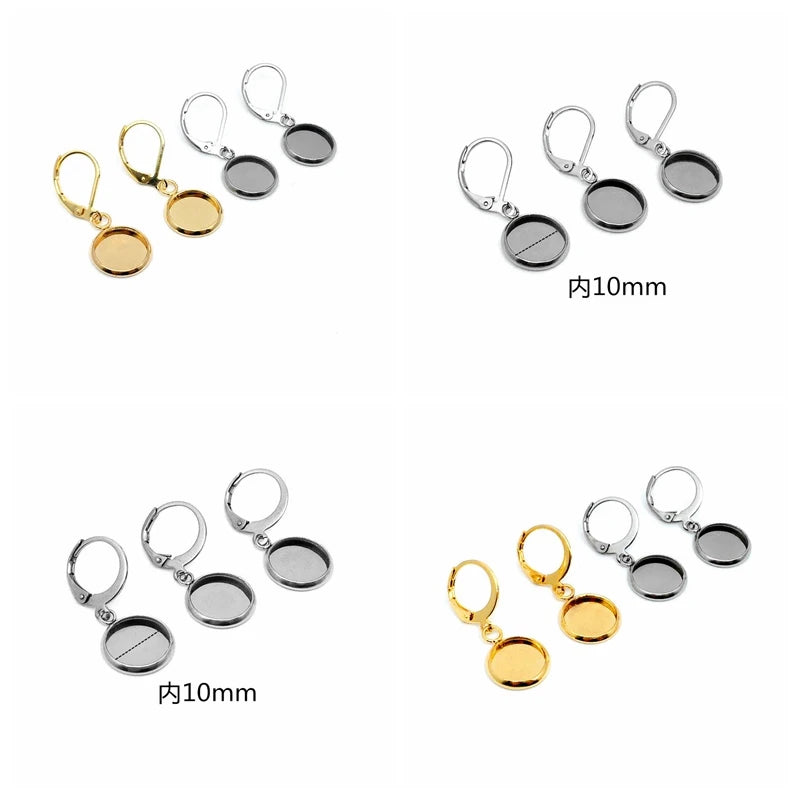 100pcs/bag Stainless Steel Jewelry Findings French Hook Earring Wire With Crystal Tray Leverback Earring Hooks With Clasp Balls