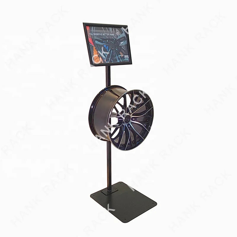 2024 Tradeshow Exhibition Advertising Car Wheel Holder Rim Display Stand Rack Spinning Wheel Display