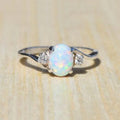 Luxury Women Silver Plated Zinc Alloy Opal Rings