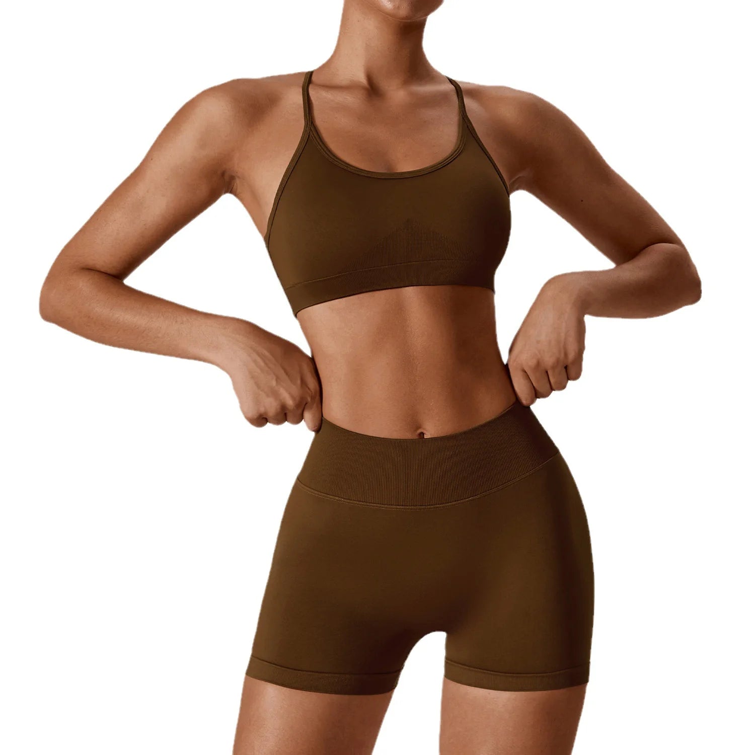Yoga Sets Activewear Seamless Back Yoga Suit Set for Running Quick Drying Tight Fitting Exercise and Fitness Suit for Women