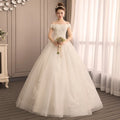2021New Arrival Top Quality Elegant Off the Shoulder Plus Size Lace Flowers Tulle Wedding Dress