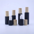 New Wood Grain Series Cosmetic Perfume Matte Black Glass Spray Cream Bottle Jar Straight Circle Shape 20-80ML