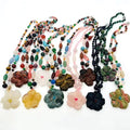 Fashion Women Rose Quartz Jewelry Flower-shaped Healing Gemstone Crystal Pendant for Gift