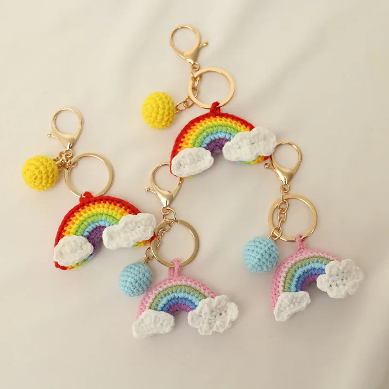 New Gift Handmade 100% Cotton Crochet Pendant Charm Keychain Bag Accessories