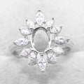 Semi Mount 6*8mm Sterling Silver Ring Empty Frame Blank Support Claw Setting S925 Base Holder Without Center Stone for DIY Inlay