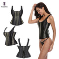 Women's Gothic Punk Style Stock Cleaning Corset Big 10 Stainless Steel Bone Korset Plus Size Waist Trainer Vest with Zipper