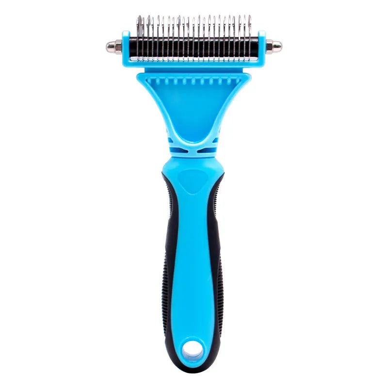 Custom Color Logo Double-sided Cat Dog Hair Deshedding and Dematting Undercoat Rake Comb Pet Grooming Brush