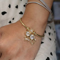 BC2133  Popular Women's 2024 Fashion Jewelry 18K Gold Plated Bling CZ Boy and Girl Kids Dangle Charm Open Cuff Bangle Bracelets