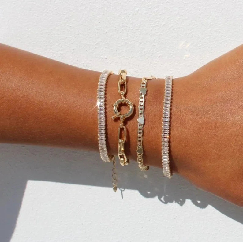 New Hip Hop 3mm CZ Bracelet Full Iced Out Rapper Bracelet Trendy Diamond Initial Tennis Bracelets