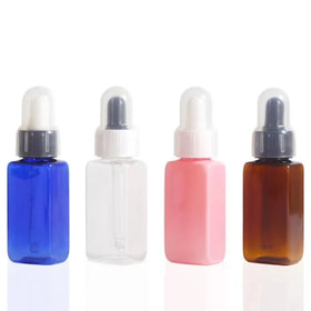 30ML Hot Sale Colorful Square Plastic PET Dropper Bottle Hair Essential Oil Bottle Serum Bottle