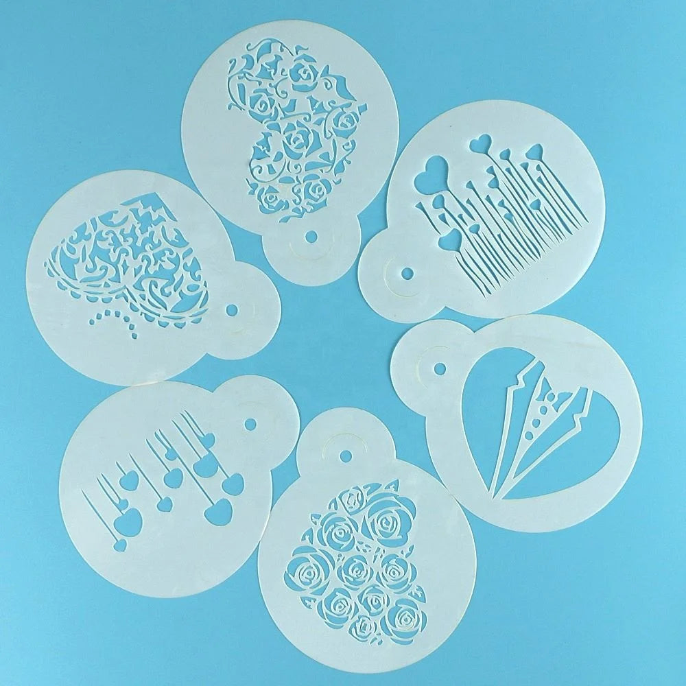 Love Heart Pendant Plastic Cake Stencil Lace Pad Spray Flower Mold Strew Cupcake Fondant Decoration Baking Tool Moulds