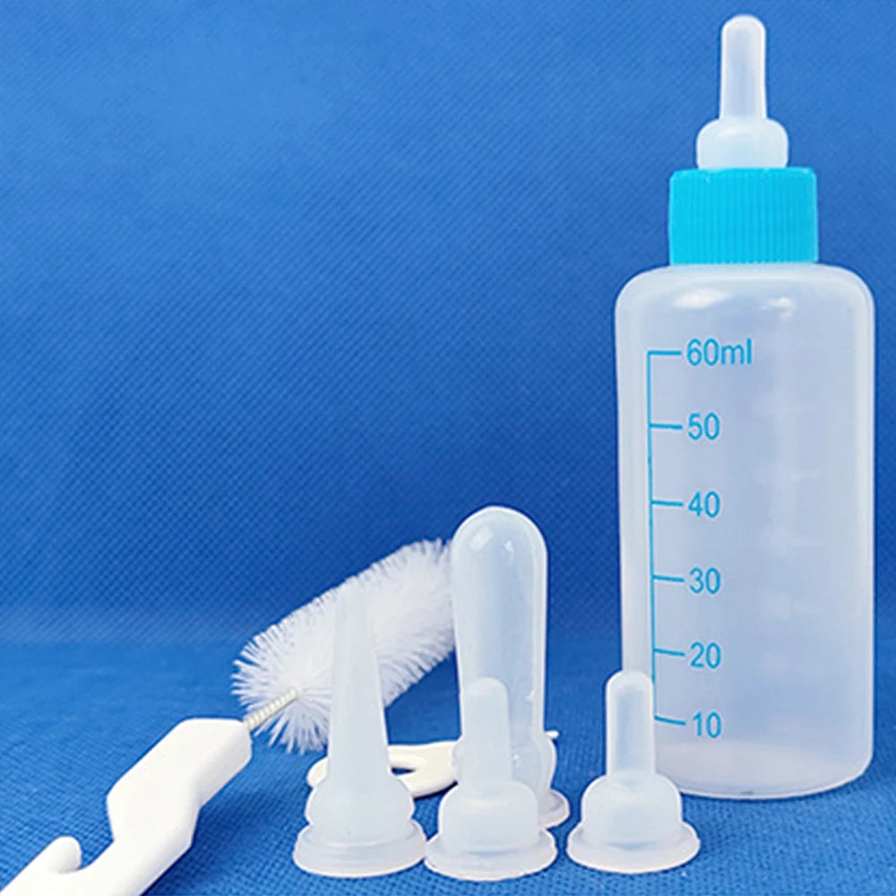7 Pieces Plastic Pet Medicine Feeder Feeding Tool 60ML Puppy Dog Cat Feeding Bottle Pet Milk Bottle Water Milk Pet Nursing Kit