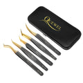 Quewel New High Quality Stainless Steel Tweezer Private Label Eyelash Tweezers Salon Use Lash Extension Supplies