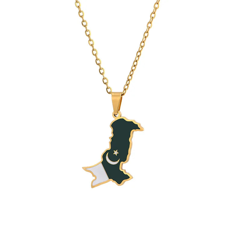 Wholesale Custom Country Map Necklaces Stainless Steel Pakistan Map Necklace