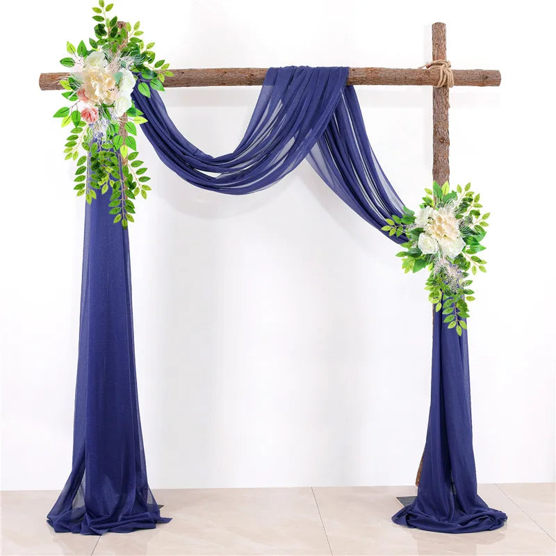 XinLan Chiffon Fabric Wedding Ceremony Reception Swag Wedding Arch Draping Include Wedding Flowers Decorations