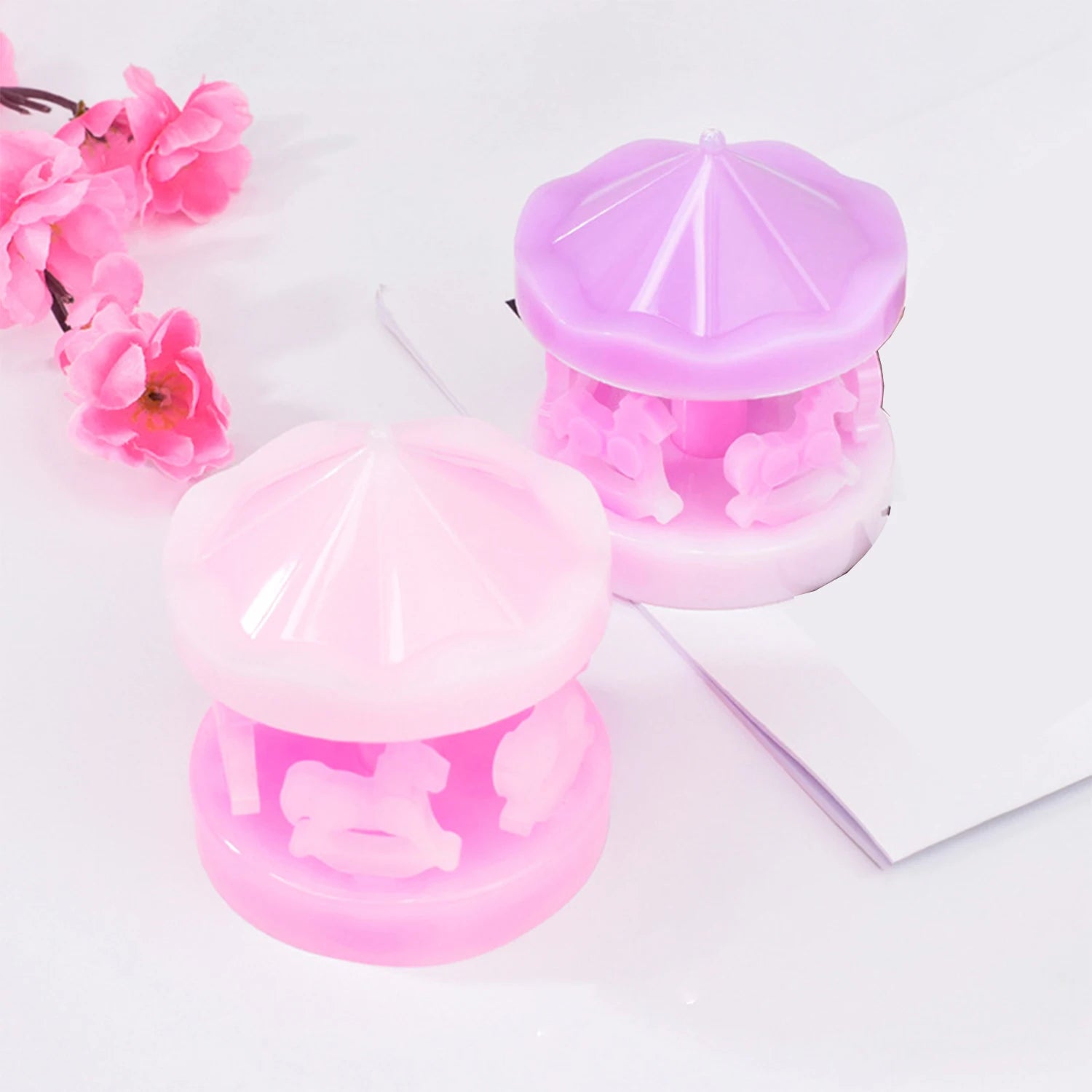 1set Crystal Epoxy Resin Carousel Horse Mold - DIY Silicone Molds for Merry-go-round Decorations