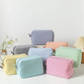 Hot Selling Eco-Friendly Zipper Travel Seersucker Cosmetic Bag Large Capacity Striped Portable Lipstick Storage Bags